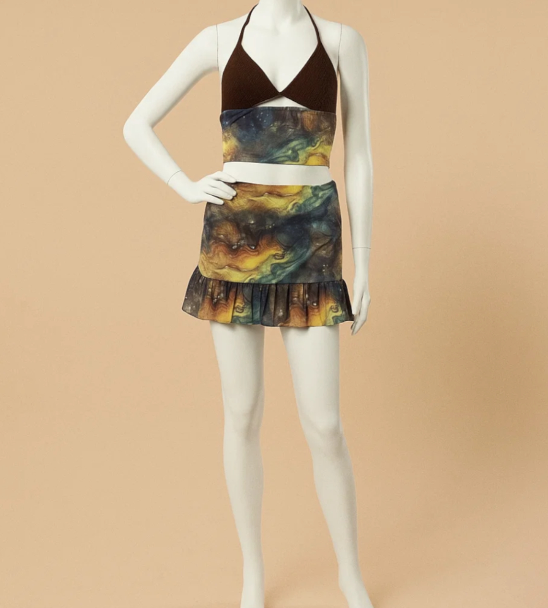 Ensemble Shein crop top et jupe plissée look girly et coloré