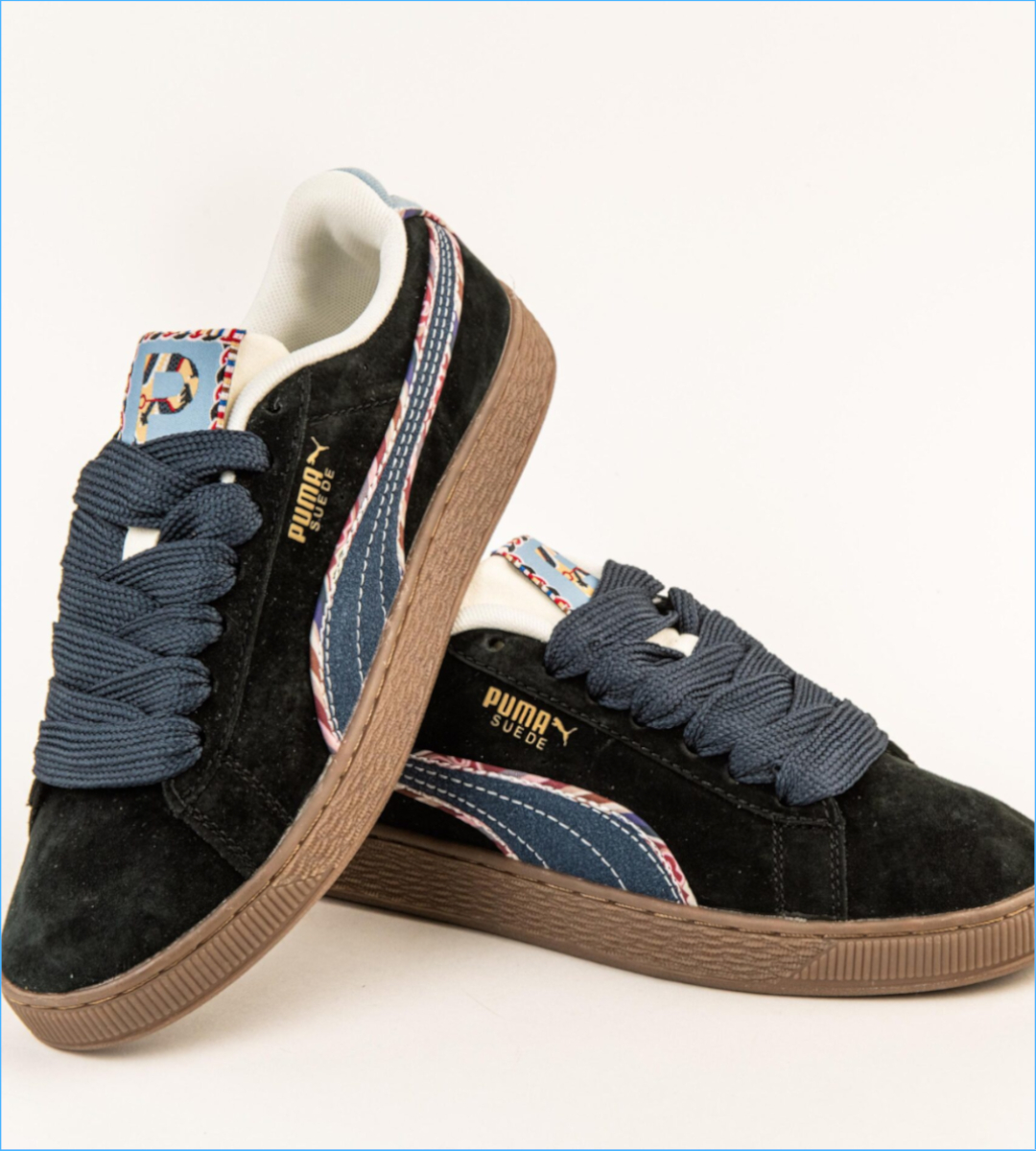 PUMA Suede BZ Emb Noir-Marron et Bleu Marine