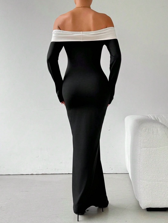 Robe-Longue-Élégante-à-Épaules-Dénudées-avec-Nœud-et-Bloc-2.jpg