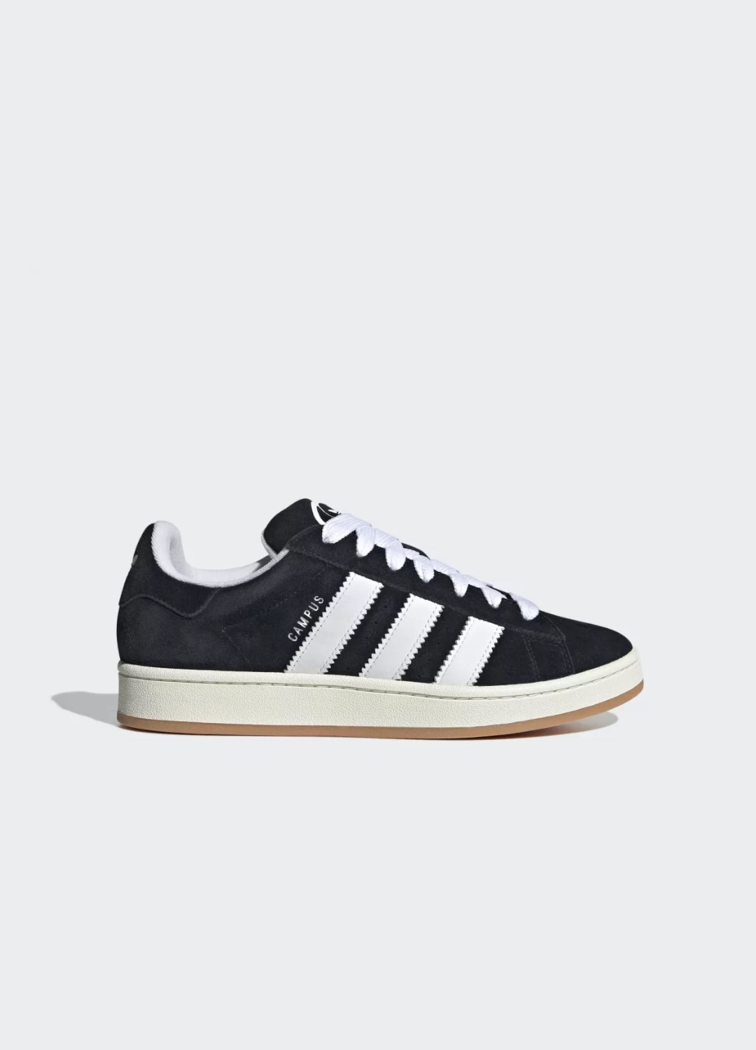 Adidas Campus Noir avec Bandes Blanches et Semelles Blanc Casse