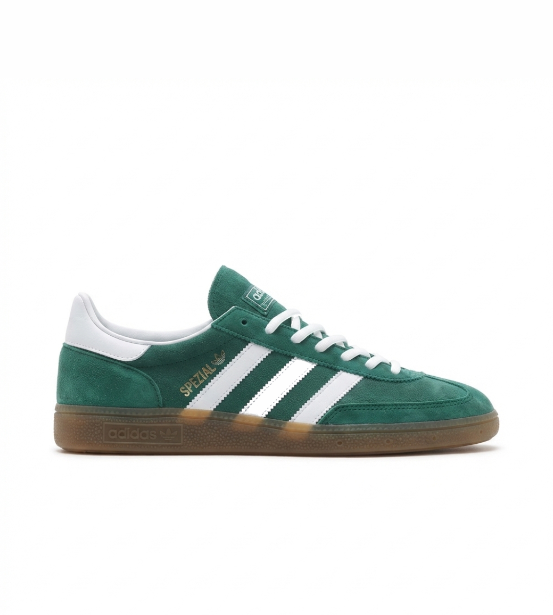 chaussure adidas spezial handball college verte avec semelle translucide marron