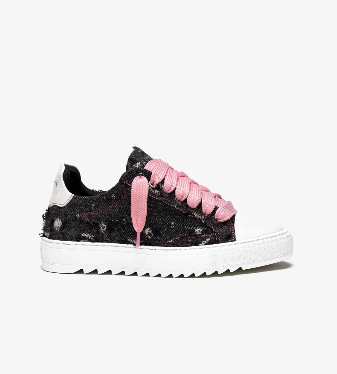 chaussure numeris denim avec lacets rose