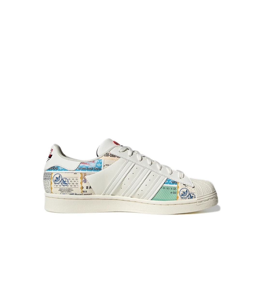 Chaussures adidas superstar blanc avec inspire timbre post