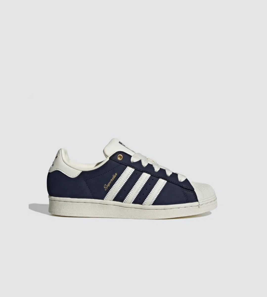Chaussures adidas superstar bleu indigo et blanc