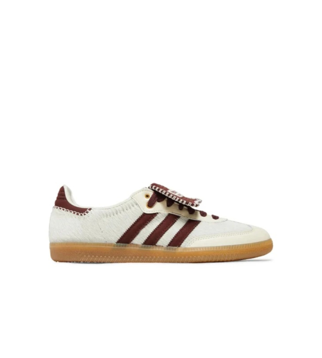Chaussures Adidas Samba x Wales Bonner bordeaux à semelle marron