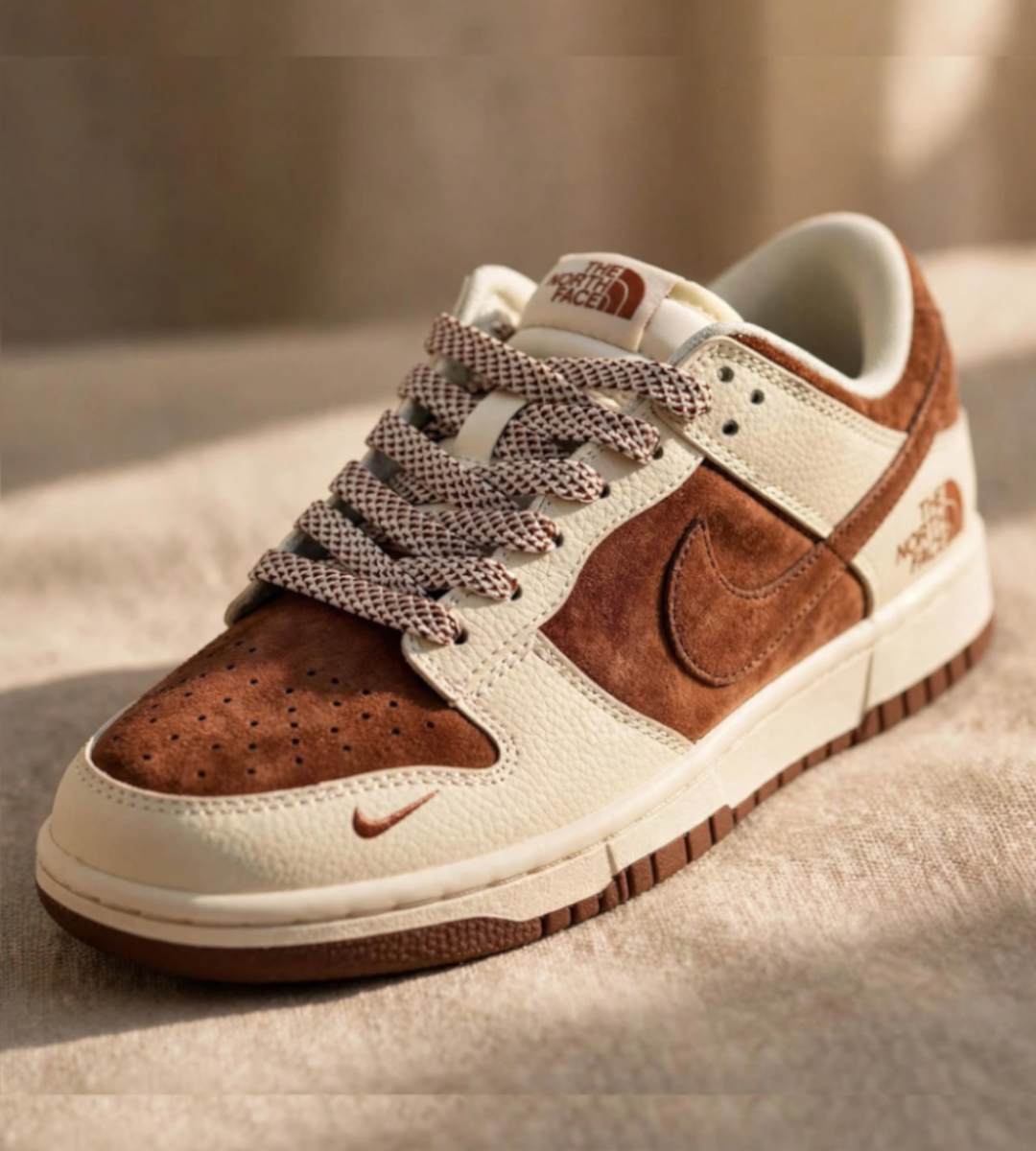 chaussures-nike-dunk-low-x-the-north-face-en-daim-marron-et-beige-2.jpeg