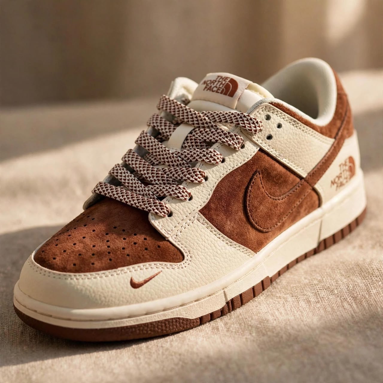 chaussures-nike-dunk-low-x-the-north-face-en-daim-marron-et-beige-3.jpeg