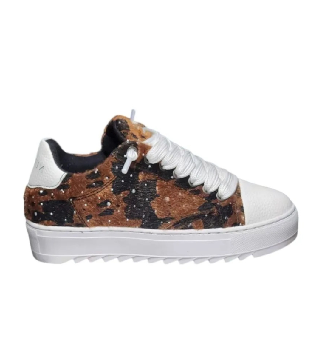 Chaussures NUMERIS à motif poils de vache noir et marron