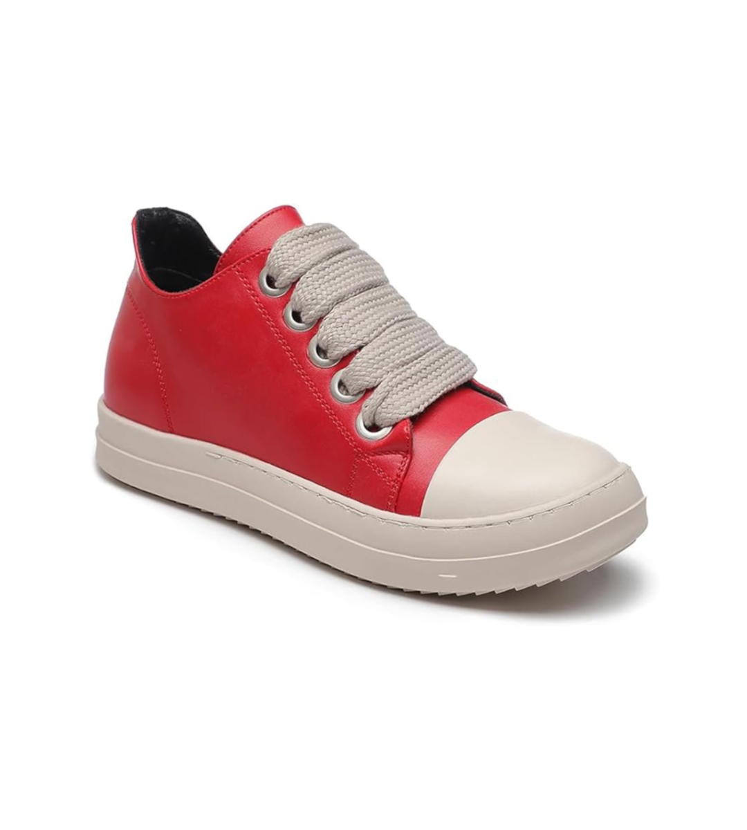 Chaussures Rick Owens Jumbo Lace Rouge et blanc