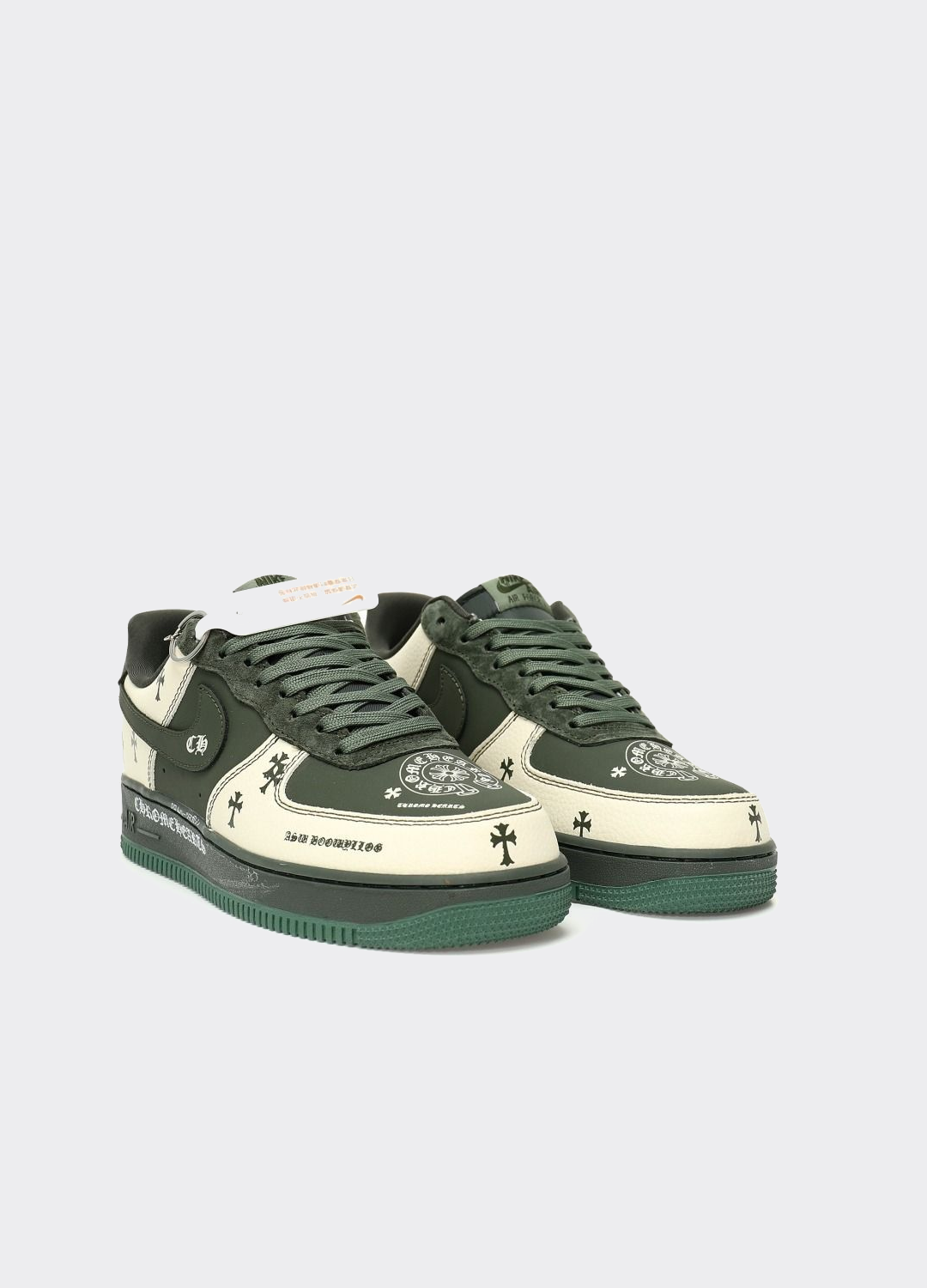 Chrome Hearts x Nike Air Force 1 07 Verte et Blanc Casse